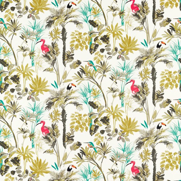 Studio G Amazonia Palm Charcoal/Citron Curtains