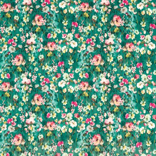 Clarke & Clarke Floral Flourish Wild Meadow Mineral Velvet Roman Blind