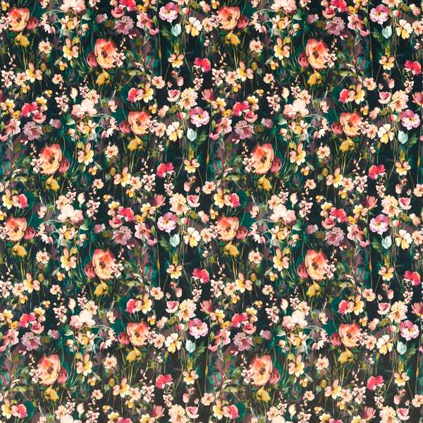 Clarke & Clarke Floral Flourish Wild Meadow Noir Velvet Cushion Covers