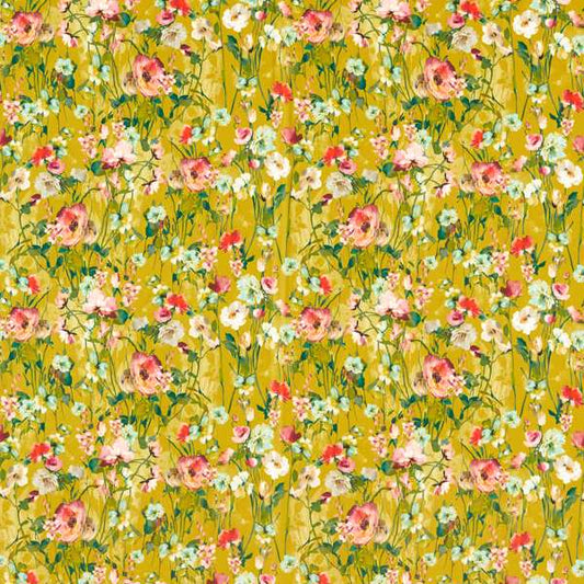 Clarke & Clarke Floral Flourish Wild Meadow Ochre Velvet Cushion Covers