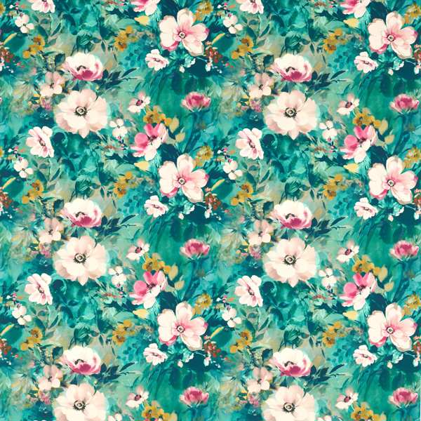 Clarke & Clarke Floral Flourish Rugosa Kingfisher Cushion Covers