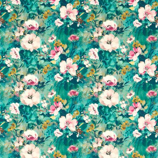 Clarke & Clarke Floral Flourish Rugosa Kingfisher Cushion Covers