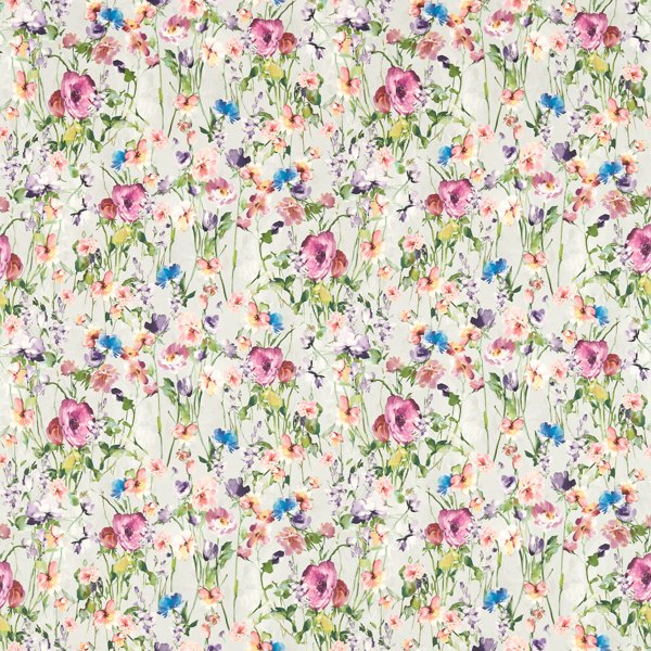 Clarke & Clarke Floral Flourish Wild Meadow Damson Curtains Curtains