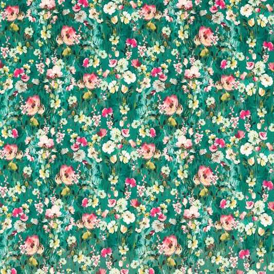 Clarke & Clarke Floral Flourish Wild Meadow Mineral Velvet Curtains